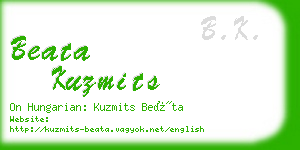 beata kuzmits business card